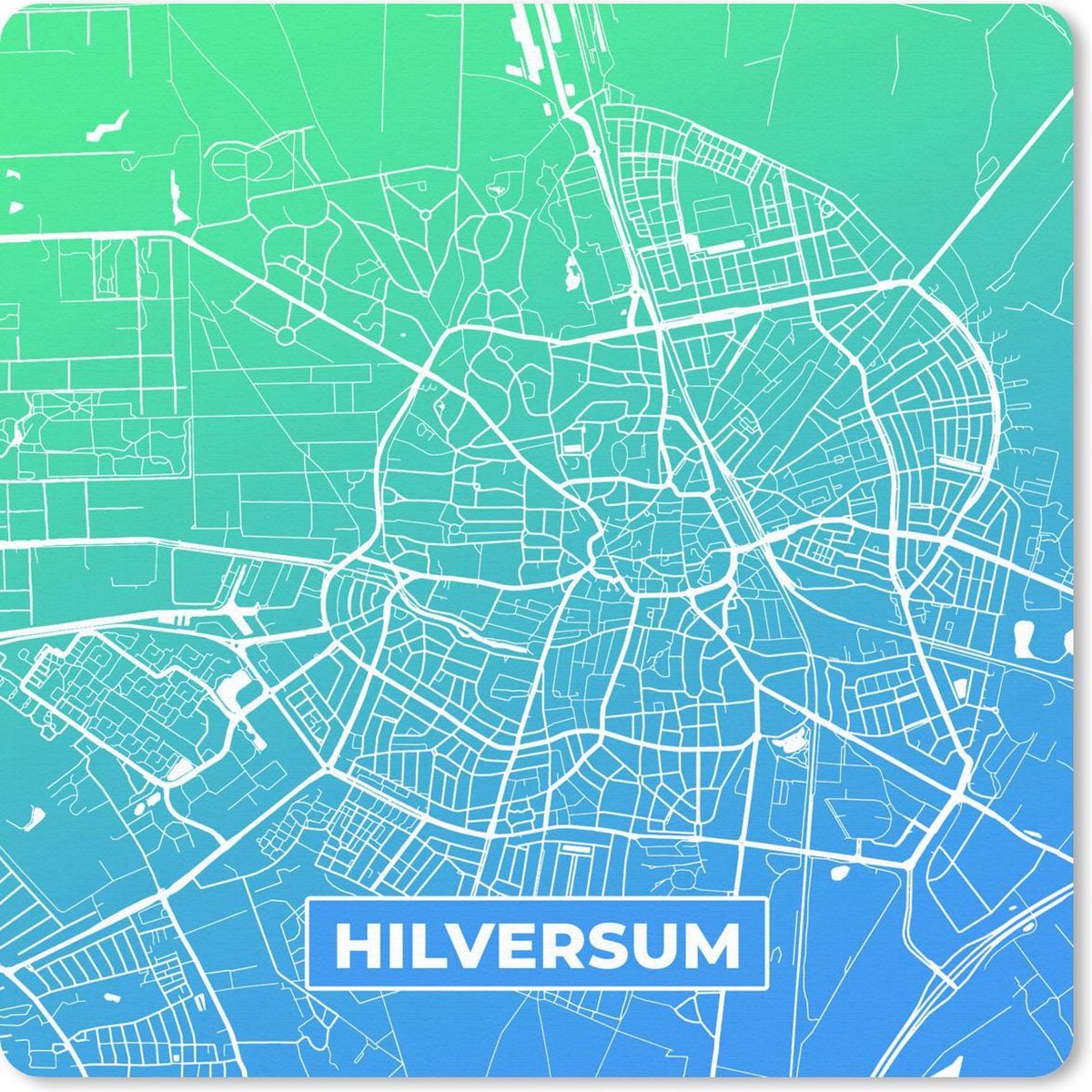 Muismat 30x30 cm - Mousepad Stadskaart - Hilversum - Nederland - Blauw - Muismatten