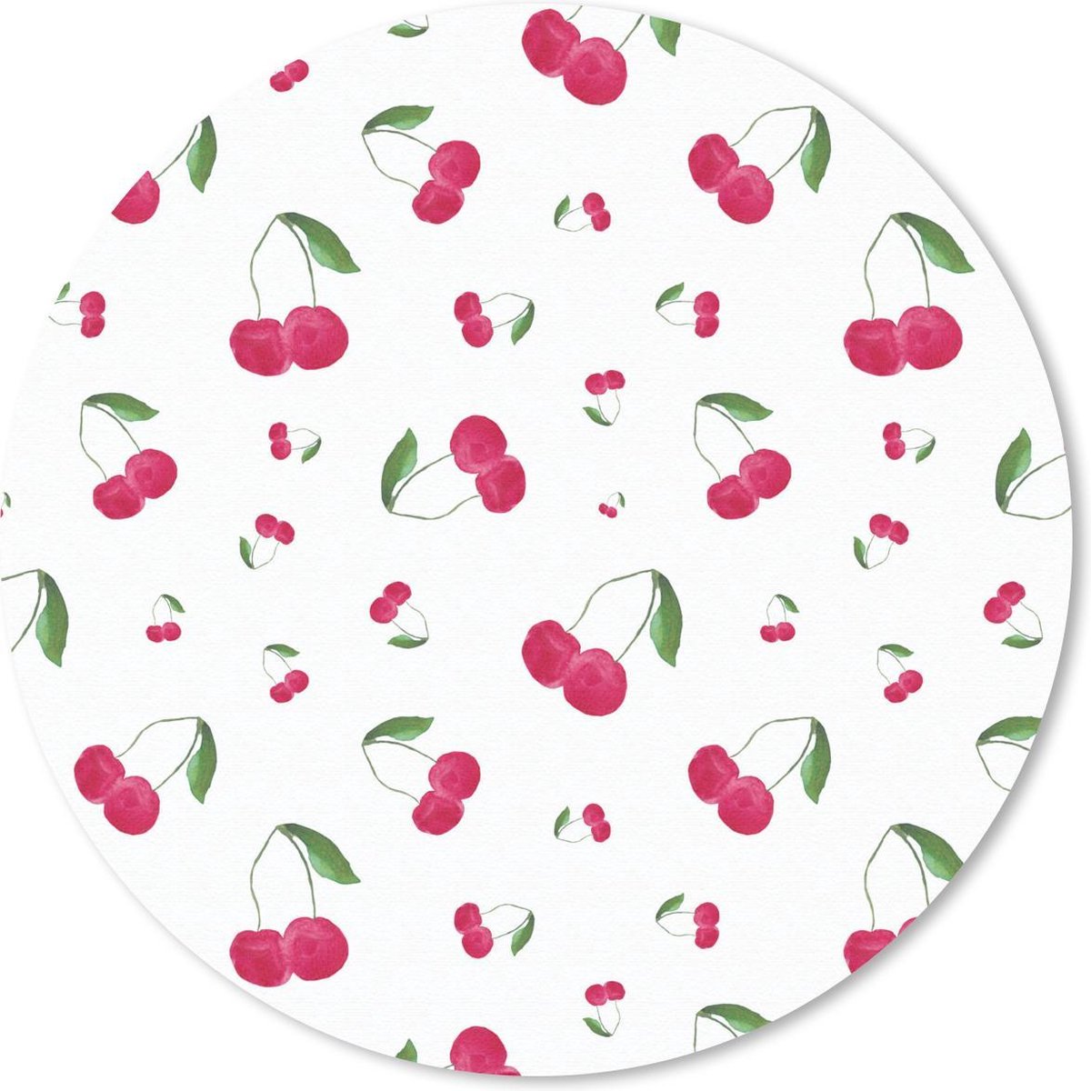 Muismat rond 40x40 cm - Mousepad Kers - Aquarelverf - Fruit - Ronde muismatten