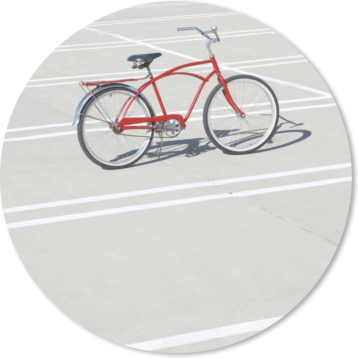 Muismat rond 40x40 cm - Mousepad Fiets - Rood - Wit - Ronde muismatten