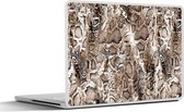 Laptop sticker - 10.1 inch - Dierenprint - Slang - Schubben - Bruin - 25x18cm - Laptopstickers - Laptop skin - Cover