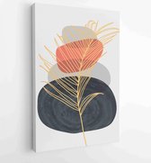 Canvas schilderij - Botanical wall art vector background set. Foliage line art drawing with watercolor 4 -    – 1904693062 - 50*40 Vertical