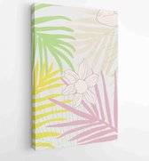 Canvas schilderij - Summer tropical wall arts vector. Palm leaves, coconut leaf, monstera leaf, line arts 3 -    – 1922500793 - 40-30 Vertical