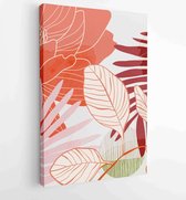 Canvas schilderij - Summer tropical wall arts vector. Palm leaves, coconut leaf, monstera leaf, line arts 3 -    – 1922500790 - 80*60 Vertical