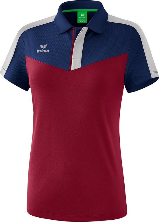 Foto: Erima squad polo dames new navy bordeaux silver grey maat 34