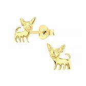 Joy|S - Zilveren chihuahua hond oorbellen - 8 mm - gepolijst - 14k goudplating