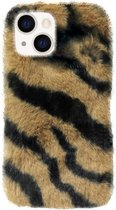 ADEL Siliconen Back Cover Softcase Hoesje Geschikt Voor iPhone 13 Mini - Luipaard Fluffy Bruin