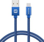 Swissten USB-C naar USB-A Kabel voor o.a. Samsung - 1.2M - Blauw