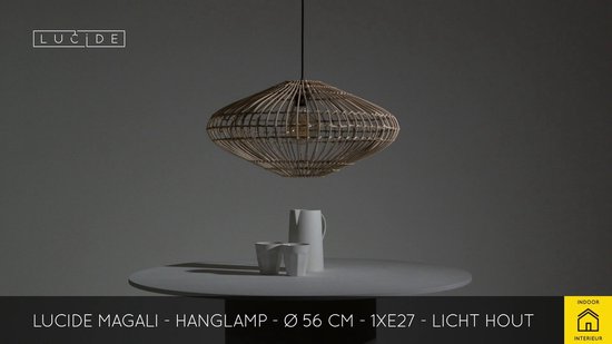 Lucide MAGALI Hanglamp - Ø 56 cm - 1xE27 - Licht hout | bol.com