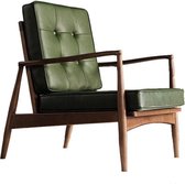 Medina luxe fauteuil - Groen - bekleed met echt leer