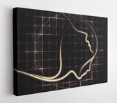 Canvas schilderij - Design on the subject of bond between parent and child made of profiles of woman, child and abstract elements  -     266419664 - 50*40 Horizontal