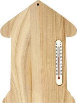 thermometer huisje hout unisex 23,5 x 16,5 cm