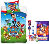 Paw Patrol Dekbedovertrek - 1persoons 140x200 - katoen - jongens , meisjes dekbed, incl. toilettas Paw Patrol gevuld.