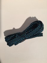 Veters plat twocolor zwart/blauw 160cm