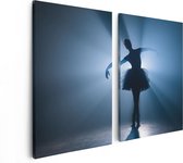 Artaza Canvas Schilderij Tweeluik Ballerina Silhouet - Ballet - 80x60 - Foto Op Canvas - Canvas Print