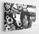 Canvas schilderij - Abstract ink background. Marble style. Black paint stroke texture on white paper. Wallpaper for web and game design. Grunge mud art. Macro image of pen juice. D