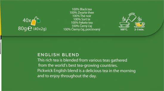 Pickwick Finest Classics English Tea Blend Black Tea - 6x 40 sachets individuels