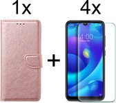 Xiaomi Redmi 9C hoesje bookcase rose goud wallet case portemonnee hoes cover hoesjes - 4x Xiaomi Redmi 9C screenprotector