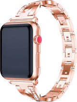 Geschikt voor Apple Watch bandje 42 / 44 / 45 mm - Series 1 2 3 4 5 6 7 SE - Smartwatch iWatch horloge band - 42mm 44mm 45mm - Fungus - RVS metaal - Rosegoud - Twist