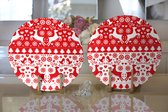 Velvet textile placemat met hout- Kerst rode rendieren - Christmas - 2 stuks - 33 cm - Onderlegger