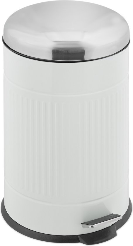 Poubelle Salle De Bain 5L à Pédale - Couvercle Bambou Soft-Close - Noir - Seau Intérieur Plastique
