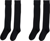 2 Paar Lange Sokken Dames Zwart Gevoerd | Wintersokken | 100% Katoen | Maat 36-39 | Kniekousen