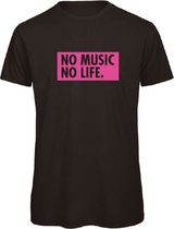 T-shirt Zwart - no music no life - soBAD.