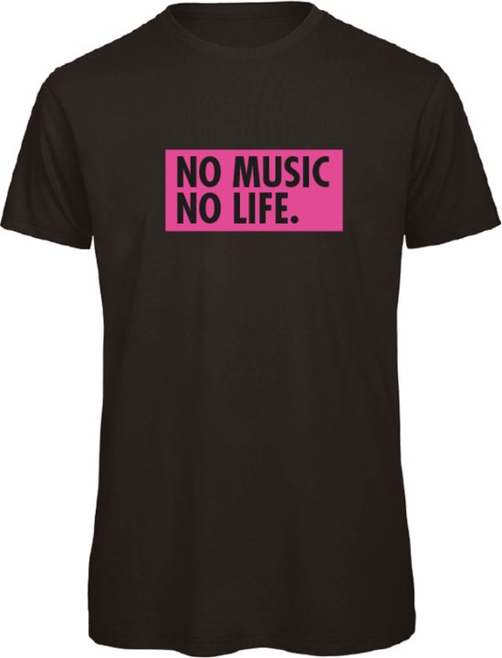 T-shirt Zwart XXL - no music no life - oranje - soBAD. | Kleding | T-shirt unisex | T-shirt man | T-shirt dames | Muziek