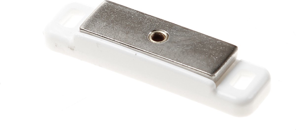 Magneetsluiting, om te schroeven, hoekig, wit, trekkracht: 3–4 kg, tegenstuk kunststof