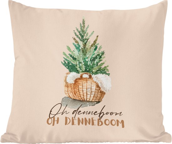 Sierkussens - Kussentjes Woonkamer - 60x60 cm - Kerst - Quotes - Oh denneboom oh denneboom - Spreuken - Kerstversiering - Kerstdecoratie voor binnen - Woonkamer