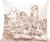 Sierkussens - Kussentjes Woonkamer - 60x60 cm - Kinderen - Parijs - Panda - Dieren - Luchtballon