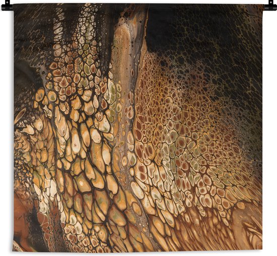 Tenture murale - Tissu mural - Peinture acrylique - Verser - Marron - 120x120 cm - Tapisserie