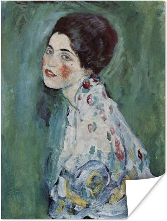 Poster Portret van een dame - schilderij van Gustav Klimt - 90x120 cm