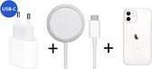 IPhone 13/ 13 Pro Draadloze Magsafe oplader + USB-C 20 Watt charger + Magsafe beschermhoesje - Draadloze oplader - Magsafe - Beschermhoes -