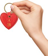 ENROUGE Key Holder Heart FLAME RED | Luxe Sleutelhanger van Echt Leer | Gepersonaliseerd met Naam of Initialen | 100% Leder | Cadeautip Inclusief Geschenkverpakking