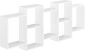 Wandplank - Met 7 vakken - Spaanplaat - Afmeting (LxBxH) 161 x 18 x 65 cm - Kleur mat wit