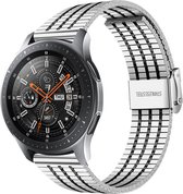 Stalen Smartwatch bandje - Geschikt voor Strap-it Samsung Galaxy Watch 46mm roestvrij stalen band - zilver/zwart - Strap-it Horlogeband / Polsband / Armband