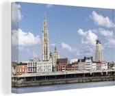 Canvas Schilderij Architectuur - Water - Antwerpen - 60x40 cm - Wanddecoratie