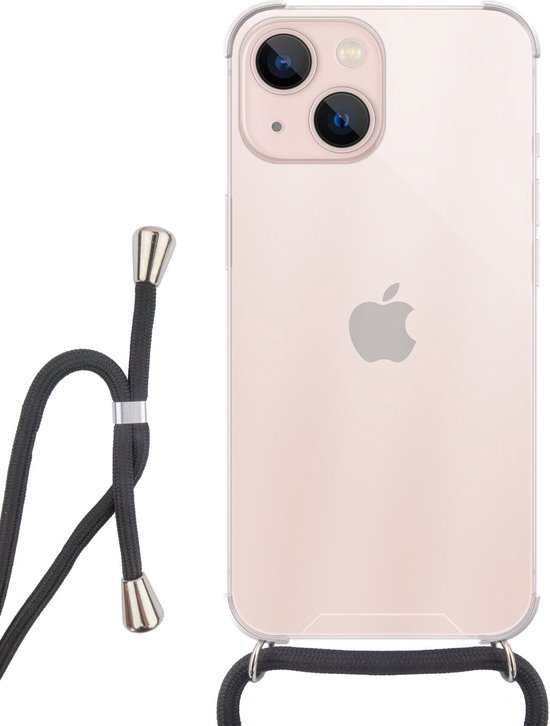 Hoesje met koord geschikt voor iPhone 13 Schockproof ketting crossbody transparant... bol