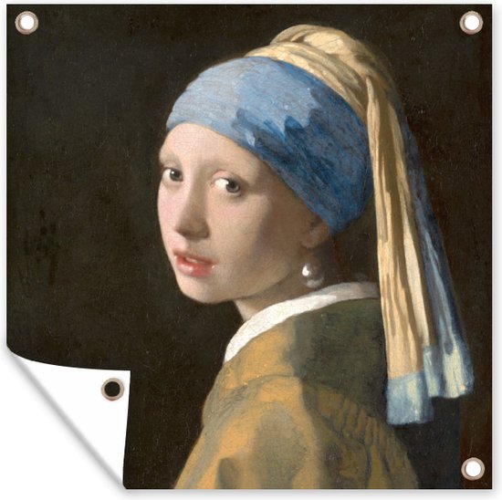 Tuindoek Meisje met de Parel - Schilderij van Johannes Vermeer - 100x100 cm
