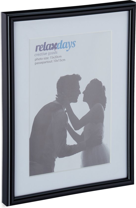 cadre photo relaxdays 15x20 cm - passe partout - cadre photo - cadre - cadre à langer - set noir