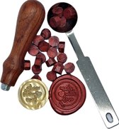 SET: Smeltlepel & Stempel voor het maken van Waxzegels & lakzegels - Made with love - Incl. 20 Smeltblokjes rood