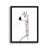 Poster Blije Giraf met Wolkjes - Kinderkamer - Dierenposter - Babykamer / Kinderposter - Babyshower Cadeau - 50x40cm - Postercity