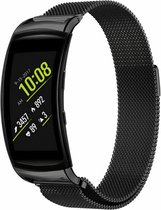 Milanees Smartwatch bandje - Geschikt voor Samsung Gear Fit 2 / Gear Fit 2 Pro Milanese band - zwart - Strap-it Horlogeband / Polsband / Armband