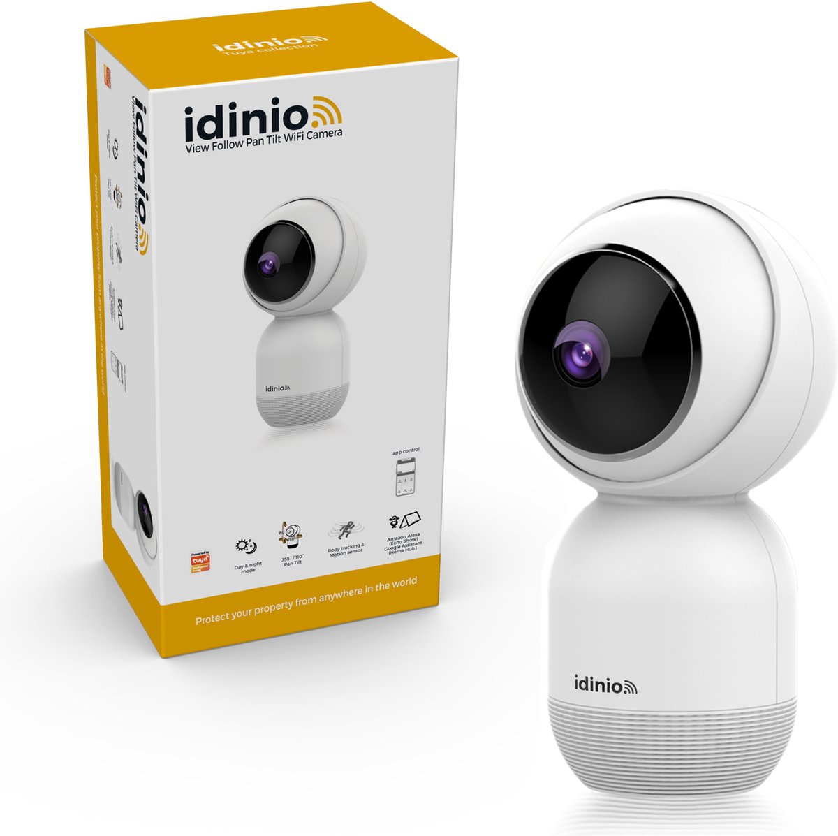 IDINIO HD WIFI beveiligingscamera voor binnen - Detecteert geluid & beweging - Pan Tilt