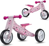 Houten loopfiets - 2 in 1 - Driewieler en Loopfiets - Roze