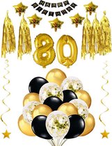 80 jaar verjaardag feest pakket Versiering Ballonnen voor feest 80 jaar. Ballonnen slingers sterren opblaasbare cijfers 80