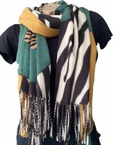 Lange Warme Dames Sjaal - Zebraprint - Groen - 180 x 70 cm (2255#)