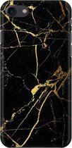 Apple iPhone SE (2020) - Hard Case - Deluxe - Fully Printed - Marmer - Zwart - Goud