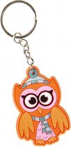 sleutelhanger uil junior 3,5 cm rubber oranje