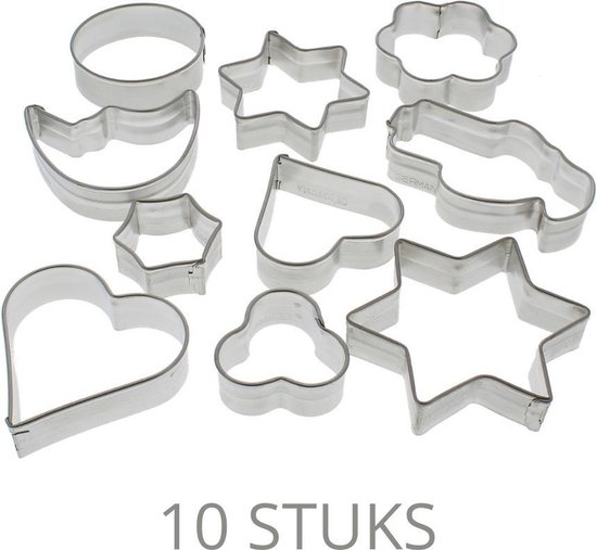 Uitsteekvormen Set 10 Stuks - Koekvormen - Bakvorm - Koekjes Vormpjes -...  | bol.com
